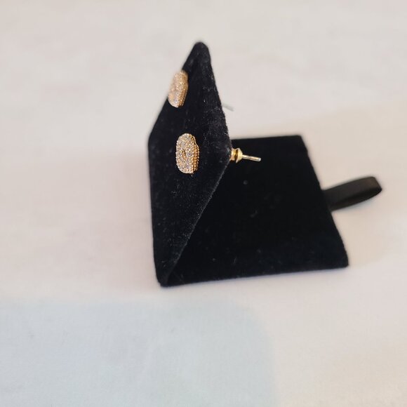 Gold Tone and Crystal CZ Valentine's Earring Set of Three Studs - Picture 7 of 12